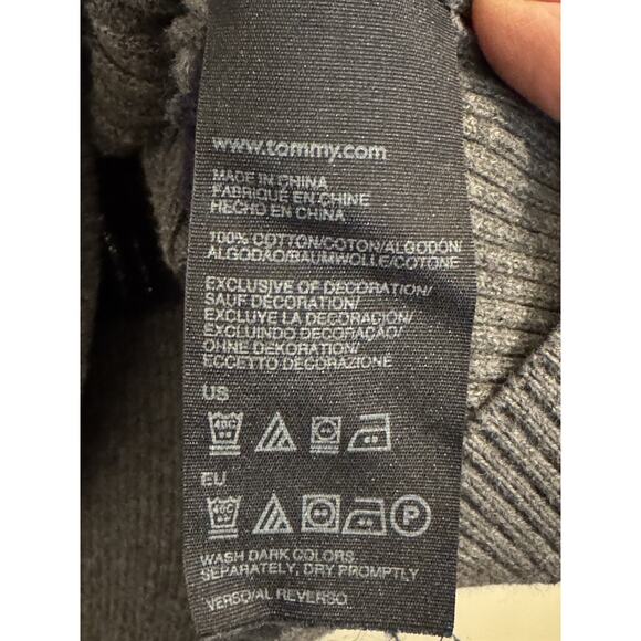 Tommy Hilfiger V-Neck Sweater Gray and Navy Blue Sz XL Preppy Academia Old Money - Picture 5 of 6